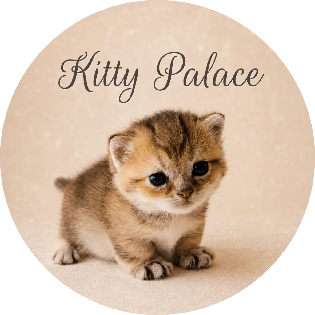 A tiny, adorable kitten with large dark eyes sits on a soft beige background, conveying warmth, innocence and playful curiosity