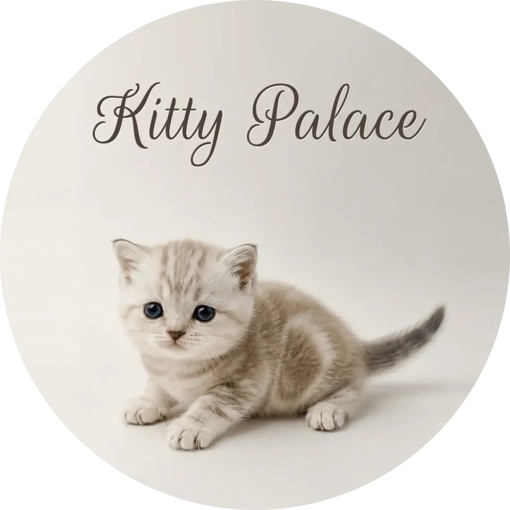 Chocolate marble kitten crouching with tail out, scottish straight male Choco
