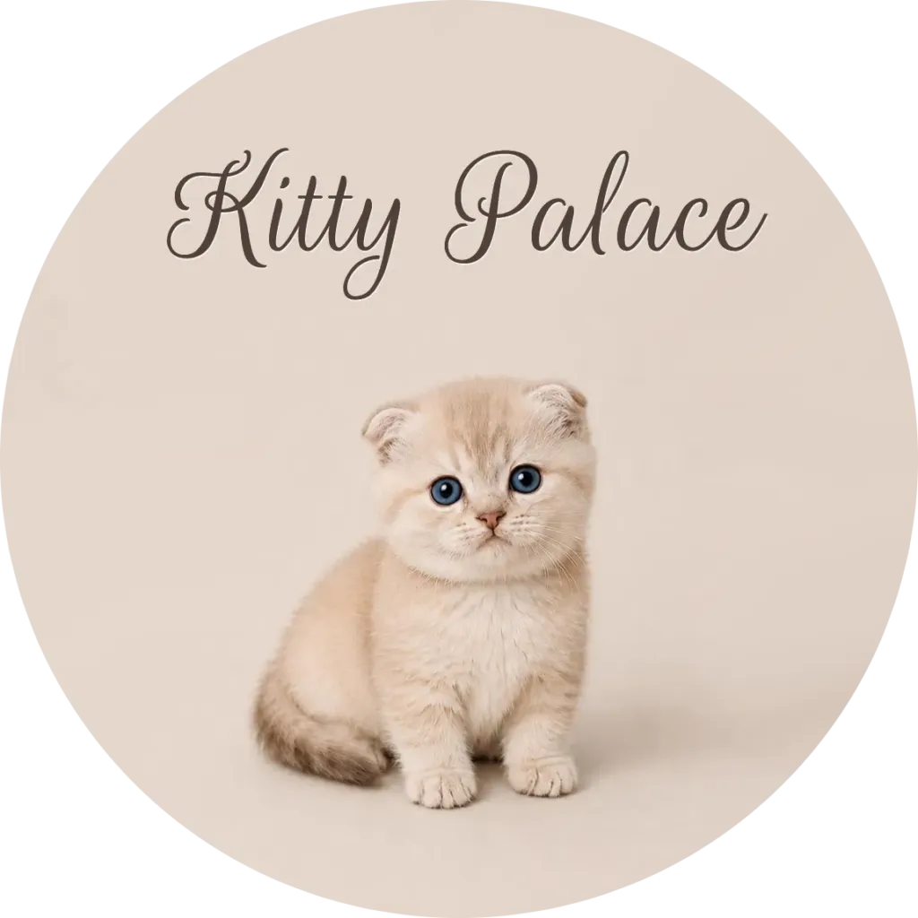 Adorable cream kitten with blue eyes sits on a soft neutral backdrop, photographed for branding and pet-related projects