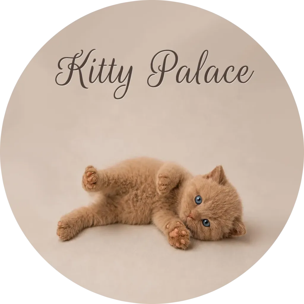 Cinnamon british shorthair for sale — Elvis lying on his side with paws up, blue-eyed male