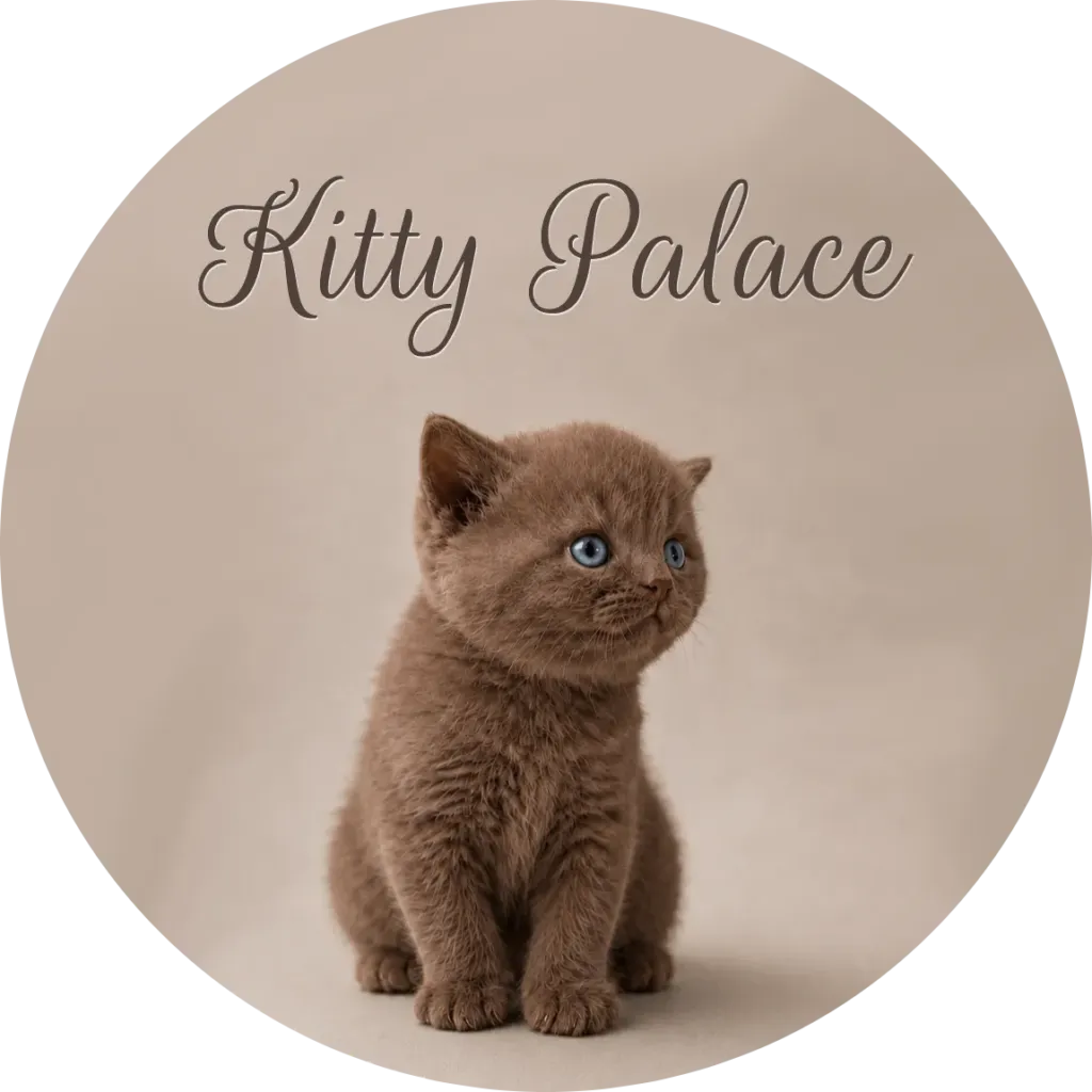 Rare Cinnamon (Chocolate Line) british shorthair kitten looking to the side, blue-eyed male Elvis