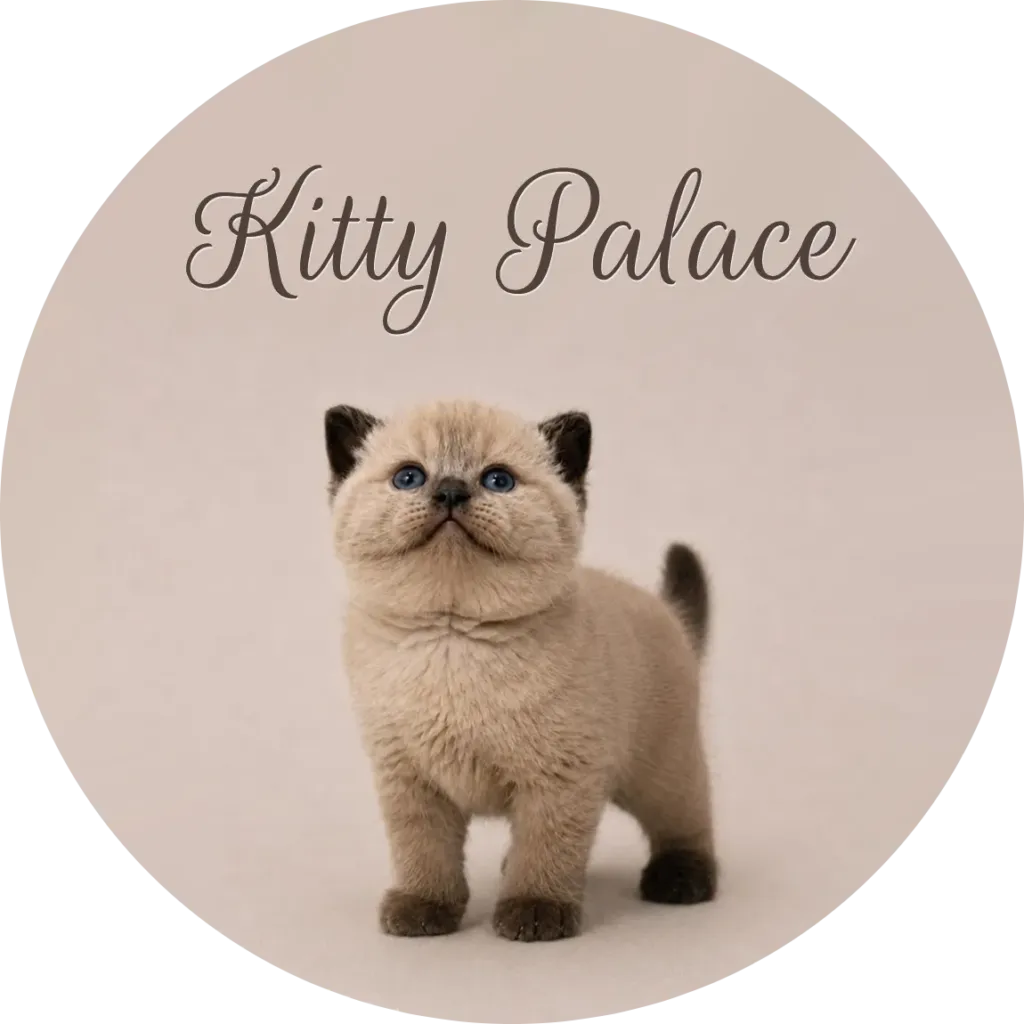 Small fluffy kitten with blue eyes looks up in a soft studio portrait, conveying playful, curious and gentle pet charm